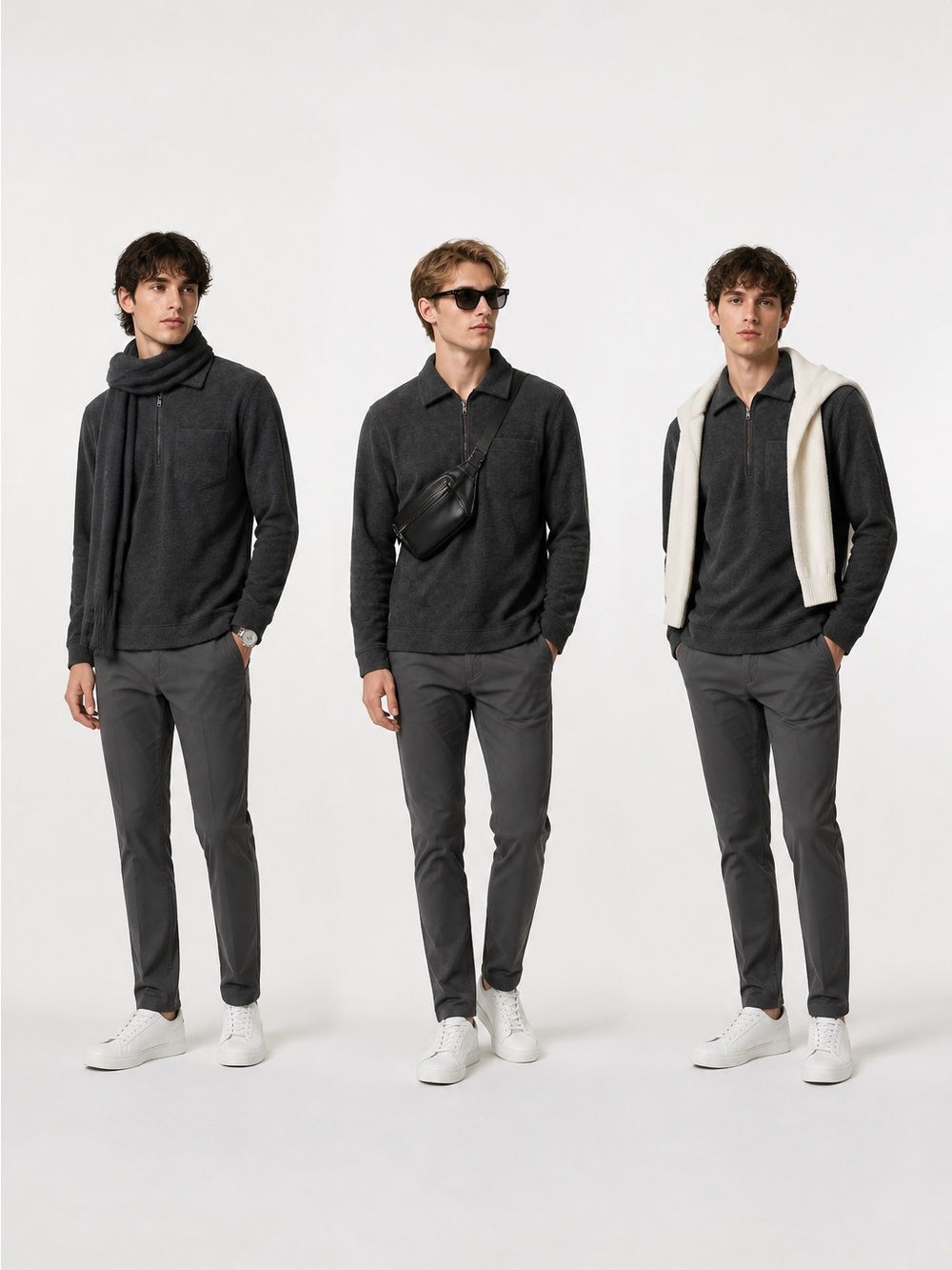 Club Monaco Men’s Charcoal Gray Quarter-Zip Pullover Size Small